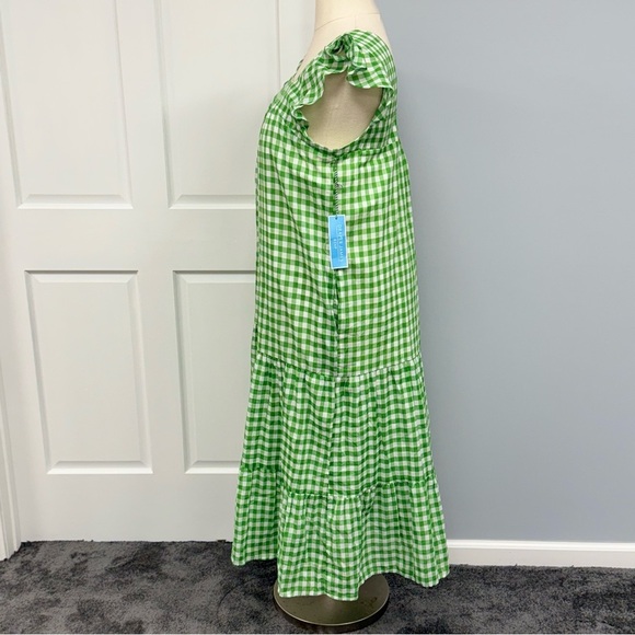 NWT Draper James RSVP Midi Sundress XL Green Gingham Check Tiered *missing belt - Picture 5 of 10